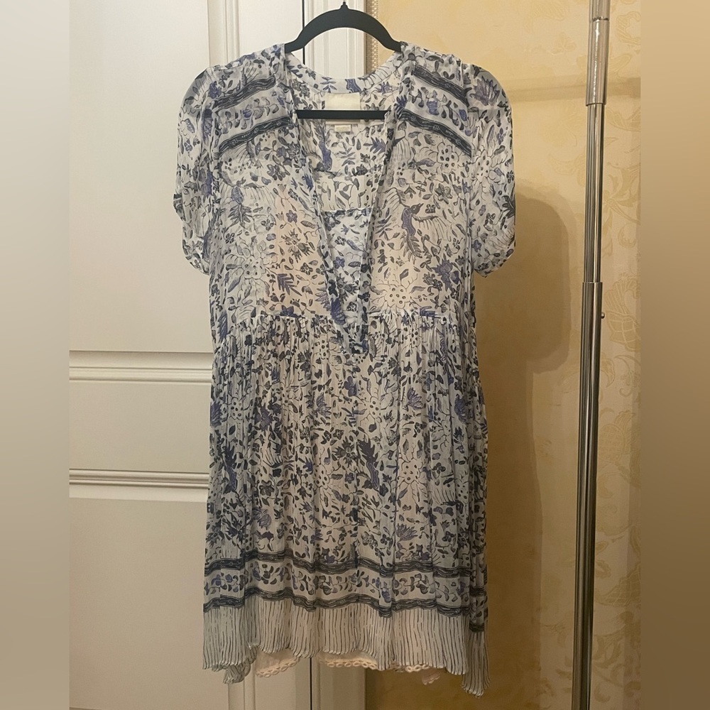 Maeve Blue and White Floral Dress